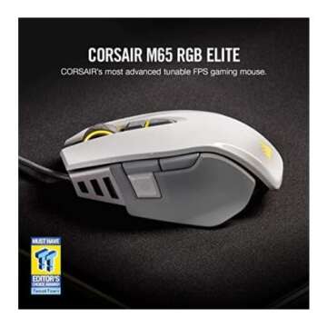 Corsair M65 RGB Elite - FPS Gaming Mouse - 18,000 DPI Optical Sensor - Adjustable DPI Sniper Button - Tunable Weights - White