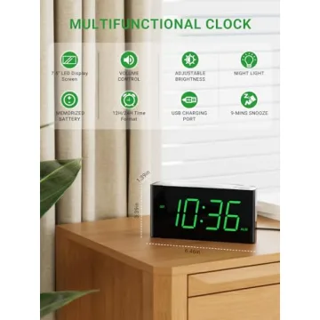Convenient LED Digital Clock with Night Light & Charger