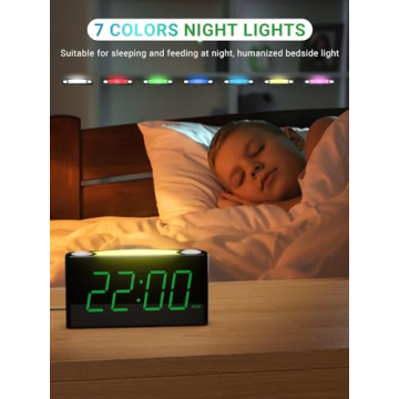 Convenient LED Digital Clock with Night Light & Charger