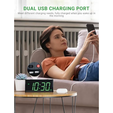 Convenient LED Digital Clock with Night Light & Charger