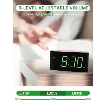 Convenient LED Digital Clock with Night Light & Charger