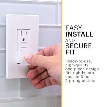 Power Gear 54615 Plastic Baby Child Proof Electrical Easy Install Outlet Plug Covers UL Listed Shock Prevention, 60 Pack, Clear