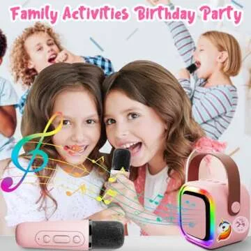 Just4Fun Karaoke Machine for Kids, Portable Karaoke Machine with 2 Microphone Wireless, Family Party Game Toys for Ages 3 4 5 6 7 8 9 10 11 12 Year Old Toddler Boys Girls Kid Christmas Birthday Gifts