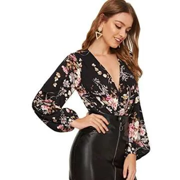 Stylish Verdusa Women's Long Sleeve Bodysuit in Black