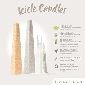 Living Light Icicle Pillar Candle Scented and Handmade with Natural Plant & Beeswax, Cotton Wick & a Blend of Fragrance & Essential Oils. (Darke Red - Red Currant, Small)