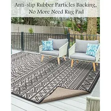 Durable Flatweave Outdoor Rug 6x9 ft for All Spaces