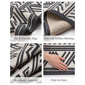 Durable Flatweave Outdoor Rug 6x9 ft for All Spaces