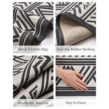 Durable Flatweave Outdoor Rug 6x9 ft for All Spaces