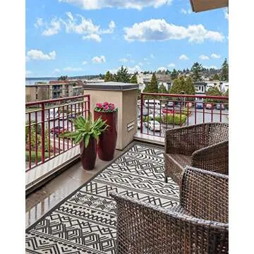 Durable Flatweave Outdoor Rug 6x9 ft for All Spaces