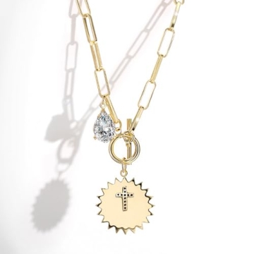 HETICA Gold Round Pendant Necklace for Women