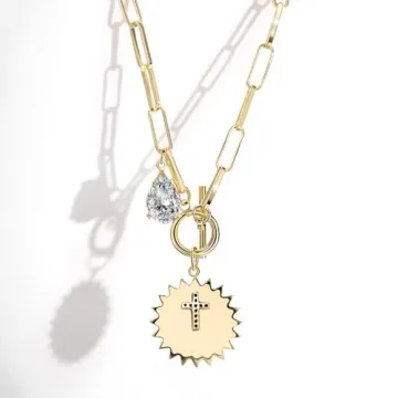 HETICA Gold Round Pendant Necklace for Women