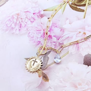 HETICA Gold Round Pendant Necklace for Women