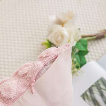 AQOTHES Set of 2 Heart Love Cute Pink Decorative Valentines Throw Pillow Covers 18x18, Soft Plush Faux Fur Wool Pillow Covers for Couch Sofa Home