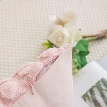 AQOTHES Set of 2 Heart Love Cute Pink Decorative Valentines Throw Pillow Covers 18x18, Soft Plush Faux Fur Wool Pillow Covers for Couch Sofa Home