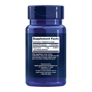 Life Extension Vitamin B12 Methylcobalamin - Cognitive & Energy Support Lozenges, 60 Vegetarian