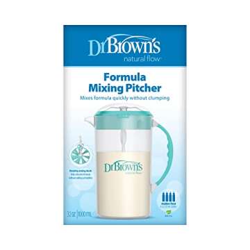 Dr. Brown's Baby Formula Mixing Pitcher with Adjustable Stopper, Locking Lid & No Drip Spout, Teal, ...