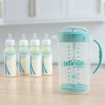 Dr. Brown's Baby Formula Mixing Pitcher with Adjustable Stopper, Locking Lid & No Drip Spout, Teal, BPA Free, 36oz, 1 Pack