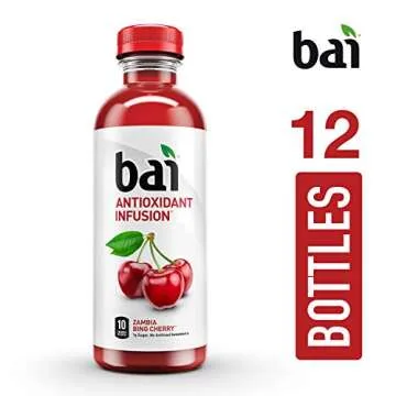 Bai Flavored Water, Zambia Bing Cherry, Antioxidant Infused Drinks, 18 Fl Oz (Pack of 12)
