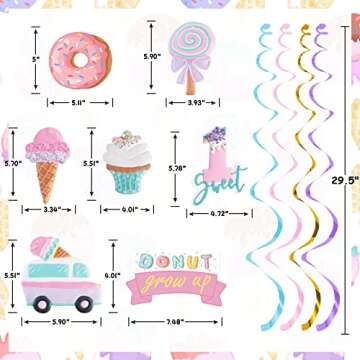Pastel Ice Cream Sweet One First Birthday Party Decorations, Ice Cream and Donut Party Hanging Swirl...