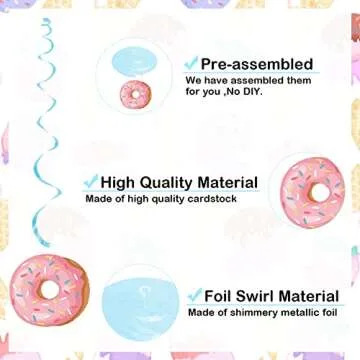Pastel Ice Cream Sweet One First Birthday Party Decorations, Ice Cream and Donut Party Hanging Swirl, Summer Ice Cream Party Ceiling Hanging Streamers for Ice Cream 1st Bday Girls Donut Party Supplies