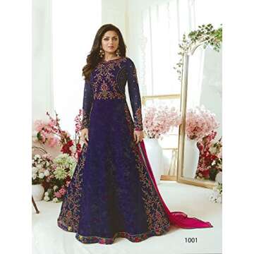 Delisa Indian Pakistani Party Wear Wedding Wear Anarkali Gown Suit for Women LT2 (Blue, XL-44)