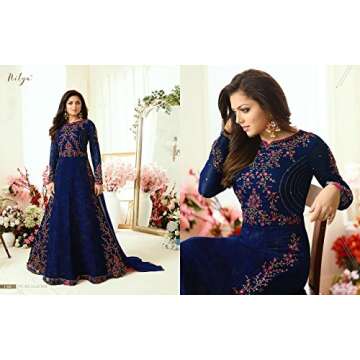 Delisa Indian Pakistani Party Wear Wedding Wear Anarkali Gown Suit for Women LT2 (Blue, XL-44)