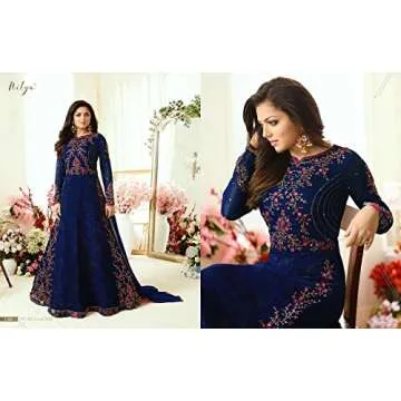 Delisa Indian Pakistani Party Wear Wedding Wear Anarkali Gown Suit for Women LT2 (Blue, XL-44)