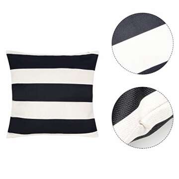 tiggell 4 Pack Waterproof Pillow Covers Outdoor Throw Pillowcases Decorative Garden Cushion Case for Home Garden Patio Couch Balcony Striped (18 * 18 inch, Black & White)