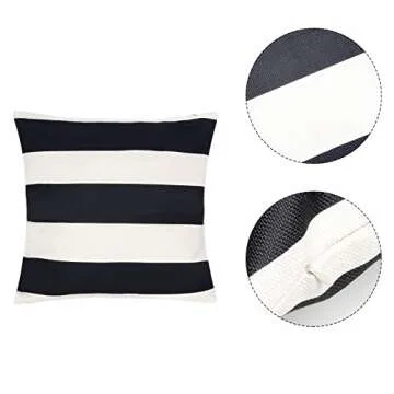 tiggell 4 Pack Waterproof Pillow Covers Outdoor Throw Pillowcases Decorative Garden Cushion Case for Home Garden Patio Couch Balcony Striped (18 * 18 inch, Black & White)