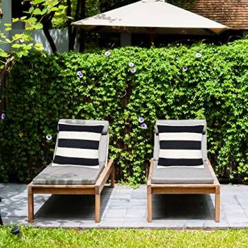 tiggell 4 Pack Waterproof Pillow Covers Outdoor Throw Pillowcases Decorative Garden Cushion Case for Home Garden Patio Couch Balcony Striped (18 * 18 inch, Black & White)