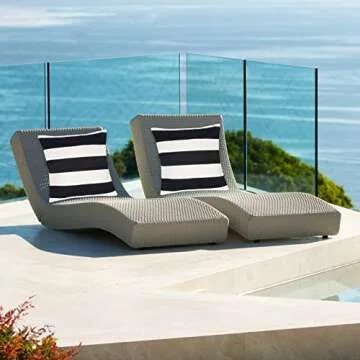 tiggell 4 Pack Waterproof Pillow Covers Outdoor Throw Pillowcases Decorative Garden Cushion Case for Home Garden Patio Couch Balcony Striped (18 * 18 inch, Black & White)