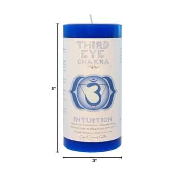 Crystal Journey 3"x6" Pillar Chakra Candles Bundle of 3 (Heart Chakra, Crown Chakra, Third Eye Chakra) - Handcrafted with Lead-Free Material