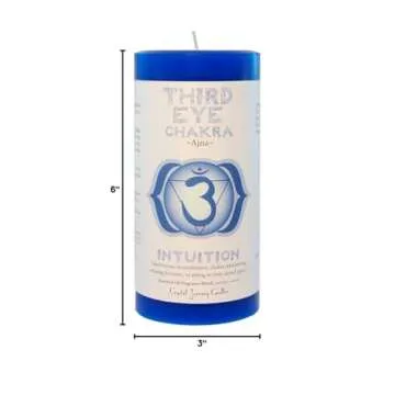 Crystal Journey 3"x6" Pillar Chakra Candles Bundle of 3 (Heart Chakra, Crown Chakra, Third Eye Chakra) - Handcrafted with Lead-Free Material