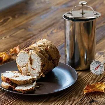 Stainless Steel Ham Maker Meat Press Cooker for Making Healthy Homemade Deli Meat with Thermometer -...