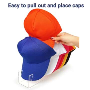 Hat Stand for Baseball Caps, Hat Organizer, 2 Pcs No Install Acrylic Hat Organizer for 14 Baseball C...