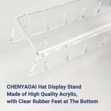 Hat Stand for Baseball Caps, Hat Organizer, 2 Pcs No Install Acrylic Hat Organizer for 14 Baseball Caps, Hat Racks for Baseball Caps Display and Organizer for Bedroom, Closet, Dresser, Office