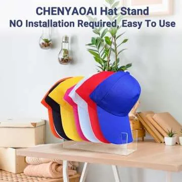 Hat Stand for Baseball Caps, Hat Organizer, 2 Pcs No Install Acrylic Hat Organizer for 14 Baseball Caps, Hat Racks for Baseball Caps Display and Organizer for Bedroom, Closet, Dresser, Office