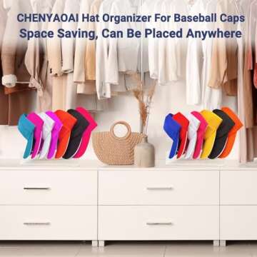 Hat Stand for Baseball Caps, Hat Organizer, 2 Pcs No Install Acrylic Hat Organizer for 14 Baseball Caps, Hat Racks for Baseball Caps Display and Organizer for Bedroom, Closet, Dresser, Office