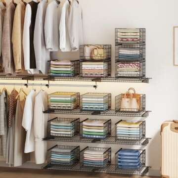 JKsmart 3-Tier Stackable Closet Organizers and Drawer Storage Shelves - Sliding Storage Bins for Jea...