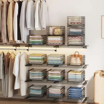 JKsmart 3-Tier Stackable Closet Organizers and Drawer Storage Shelves - Sliding Storage Bins for Jea...