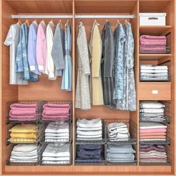 JKsmart 3-Tier Stackable Closet Organizers and Drawer Storage Shelves - Sliding Storage Bins for Jeans, Pants, and Sweaters - Wardrobe Cupboard Organizer for closet organization-Black