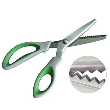 NEJLSD Pinking Shears for Fabric ultra sharp Comfort Grips Dressmaking Pinking Shears Zig Zag Cut Sc...