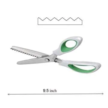NEJLSD Pinking Shears for Fabric ultra sharp Comfort Grips Dressmaking Pinking Shears Zig Zag Cut Scissors Sewing Scissors,Professional Handheld Dressmaking Green