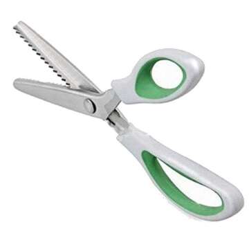 NEJLSD Pinking Shears for Fabric ultra sharp Comfort Grips Dressmaking Pinking Shears Zig Zag Cut Scissors Sewing Scissors,Professional Handheld Dressmaking Green