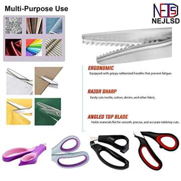 NEJLSD Pinking Shears for Fabric ultra sharp Comfort Grips Dressmaking Pinking Shears Zig Zag Cut Scissors Sewing Scissors,Professional Handheld Dressmaking Green