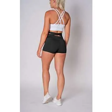 Kamo Fitness High Waist Athletic Yoga Shorts Tummy Control Workout Running (Black, M)