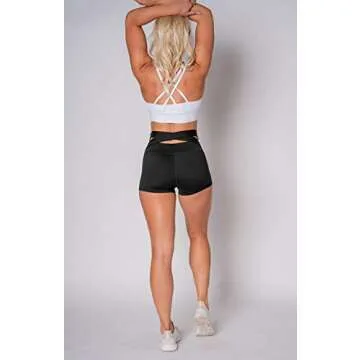Kamo Fitness High Waist Athletic Yoga Shorts Tummy Control Workout Running (Black, M)