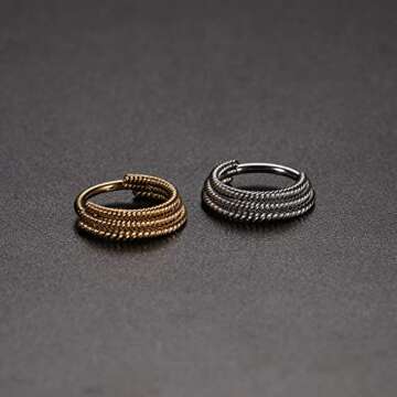 FUNLMO 16G Septum Nose Ring Septum Jewelry Septum Hoop Septum Piercings Septum Piercing Jewelry Septum Clicker Stainless Steel Seamless Hinged Nose Rings Hoop 8mm Cartilage Daith Helix Earrings Gold