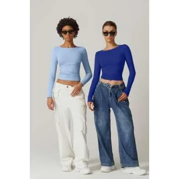 Stylish QINSEN Side Ruched Slim Fit Tee for Women