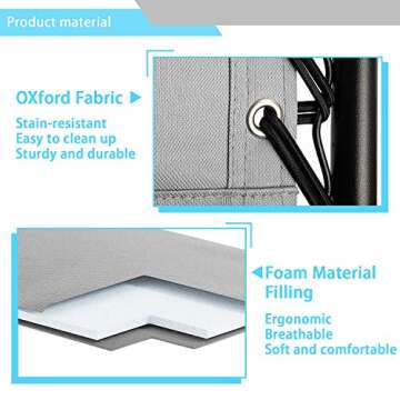 Homall Zero Gravity Chair Patio Padded Recliner Outdoor Oversized Portable Lounge Chair Adjustable Lawn Folding Chair with Headrest (Grey)